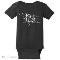 Jesus Loves You Cursive Style Baby Bodysuit thumb 0