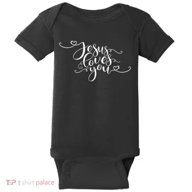 Jesus Loves You Cursive Style Baby Bodysuit
