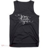 Jesus Loves You Cursive Style Tank Top thumb 0