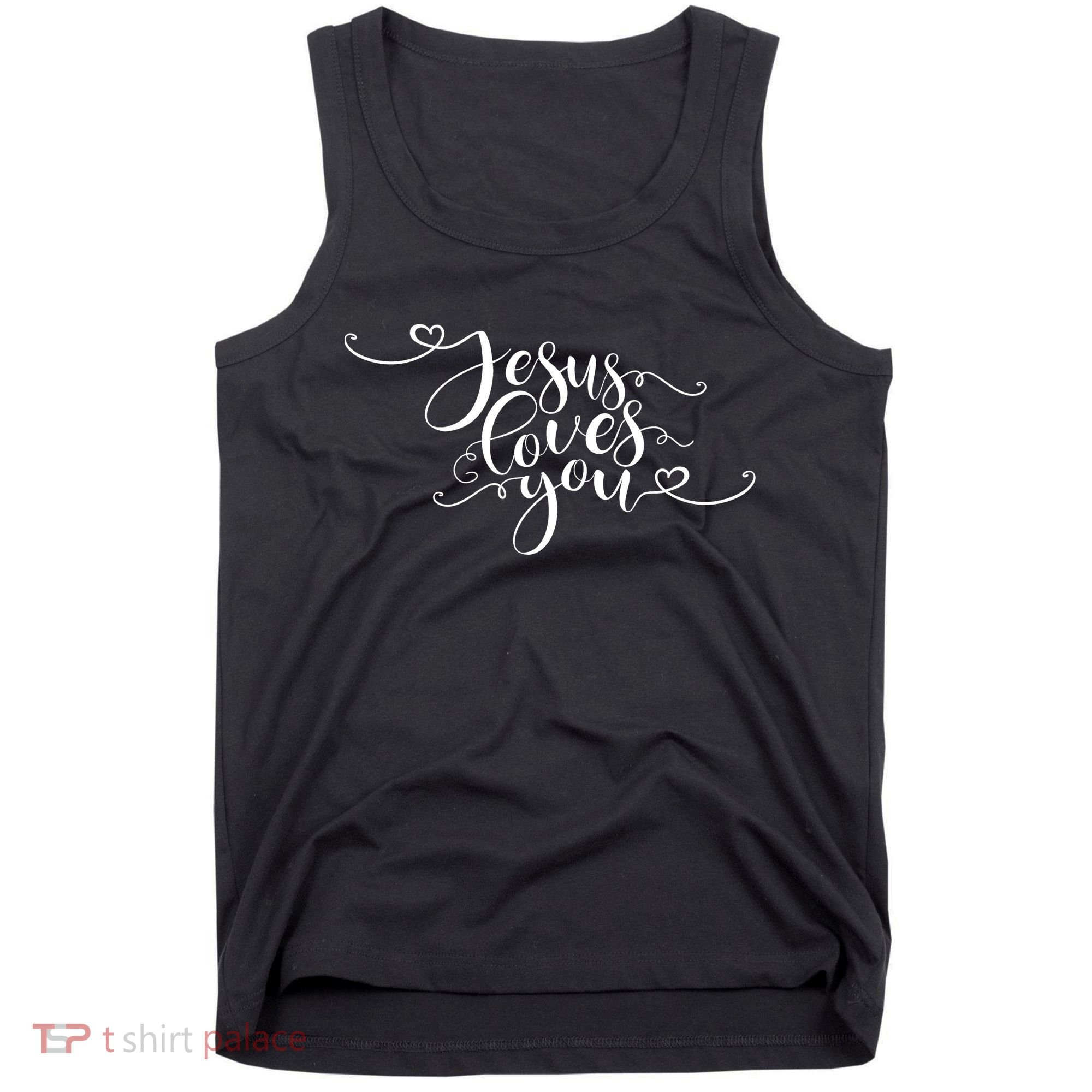 Jesus Loves You Cursive Style Tank Top