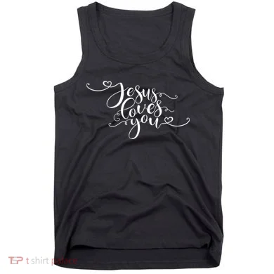 Jesus Loves You Cursive Style Tank Top