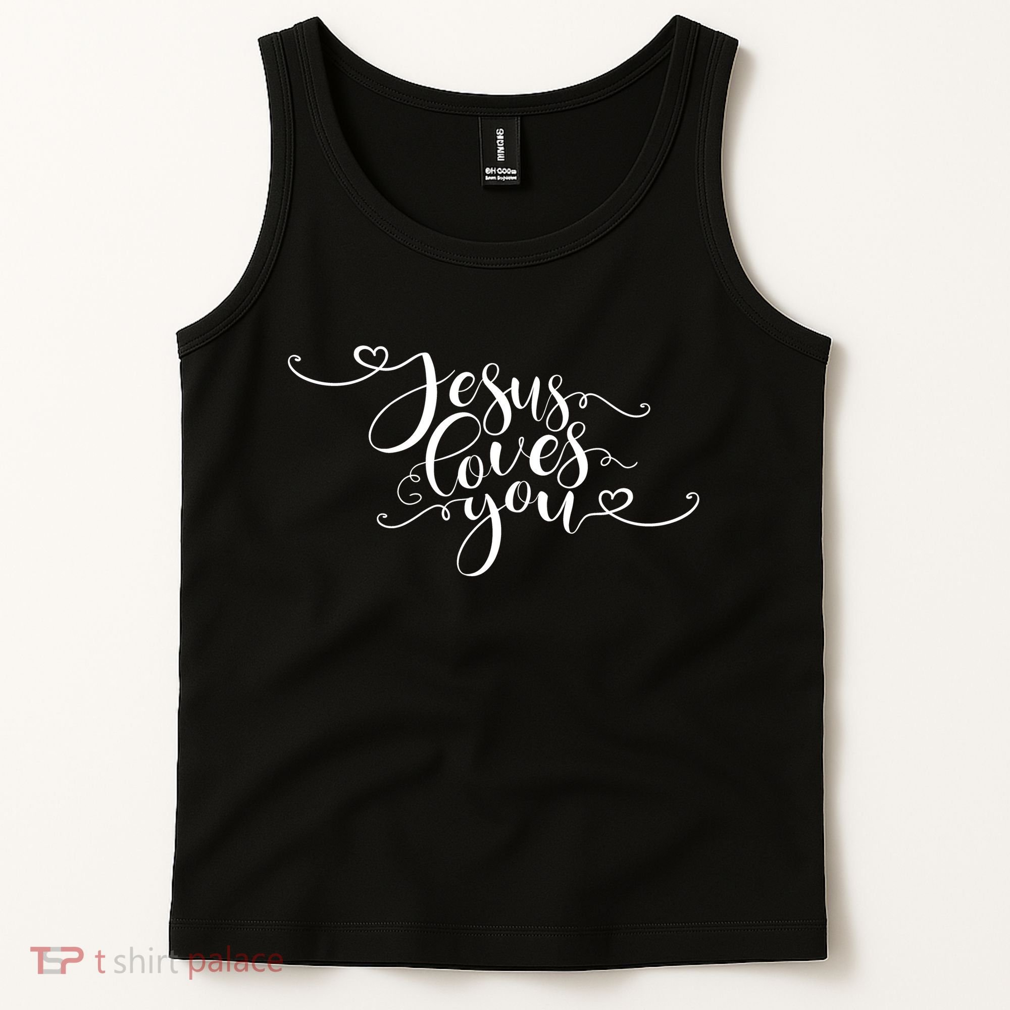 Jesus Loves You Cursive Style Tank Top