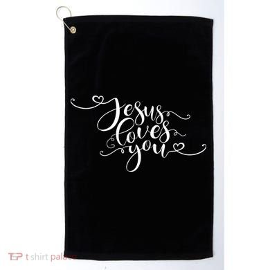 Jesus Loves You Cursive Style Golf Towel