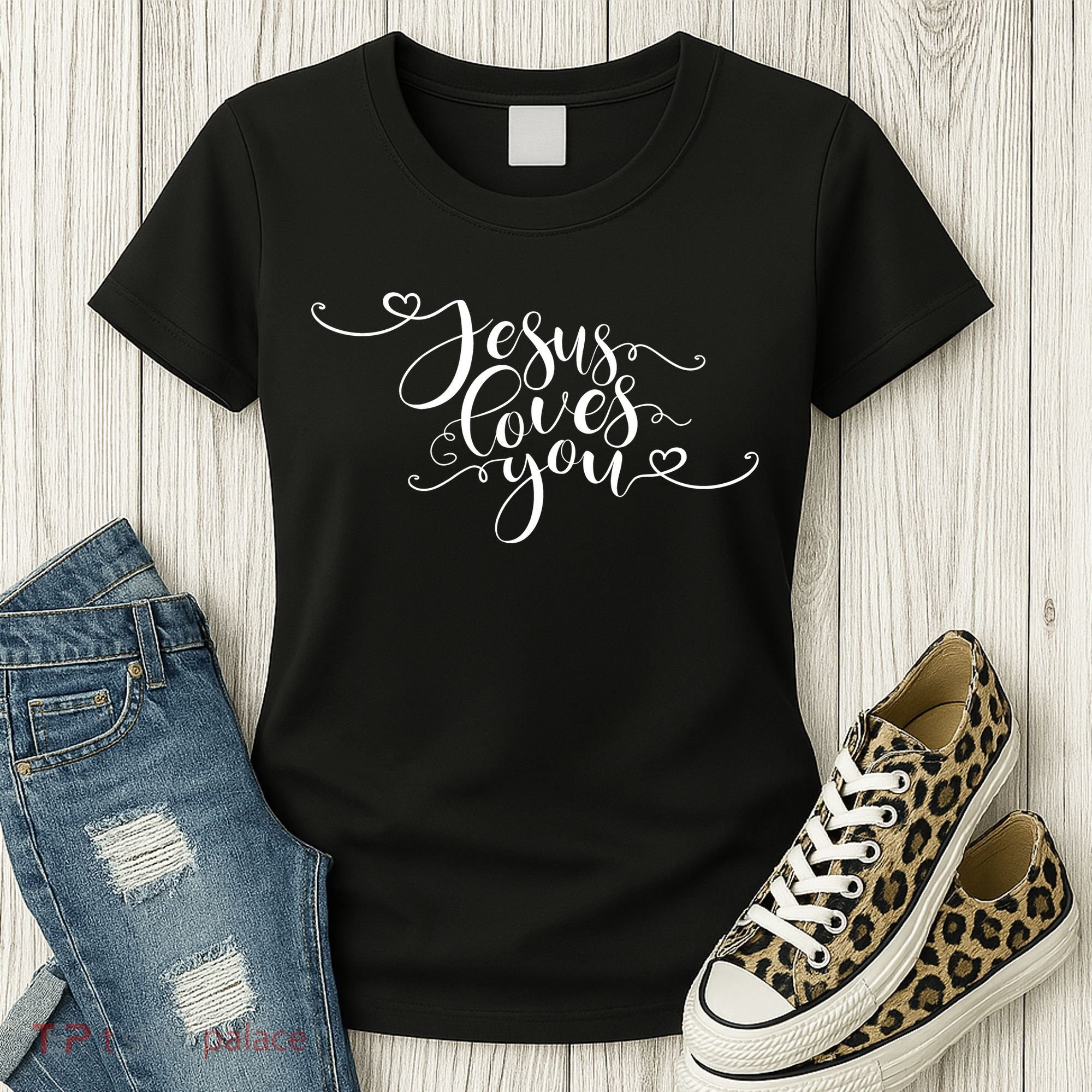 Jesus Loves You Cursive Style Women's T-Shirt