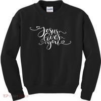 Jesus Loves You Cursive Style Kids Sweatshirt thumb 0