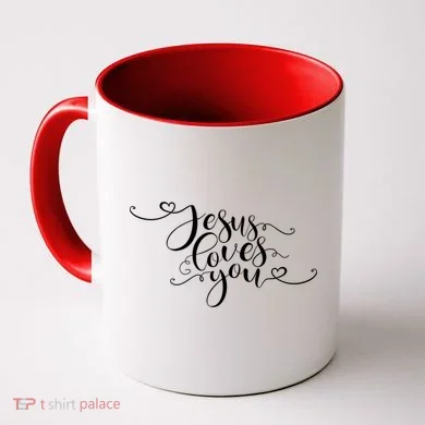Jesus Loves You Cursive Style Coffee Mug
