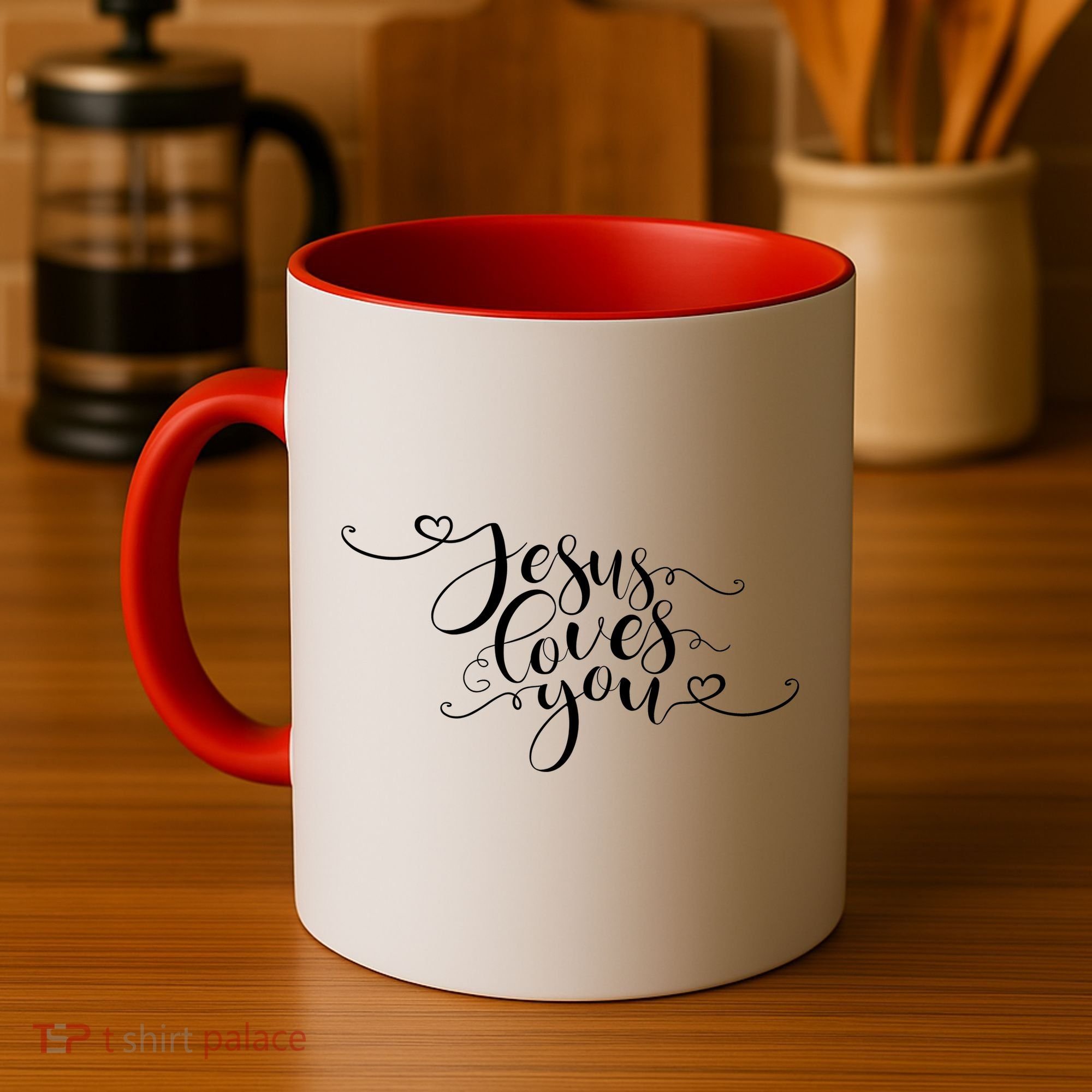Jesus Loves You Cursive Style Coffee Mug