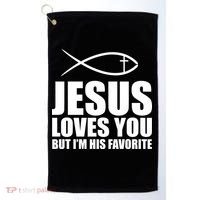 Jesus Loves You Funny Christain Golf Towel thumb 0
