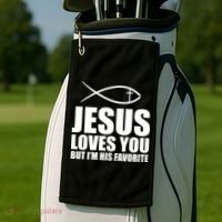 Jesus Loves You Funny Christain Golf Towel thumb 2