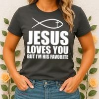 Jesus Loves You Funny Christain Women's T-Shirt thumb 2