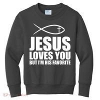 Jesus Loves You Funny Christain Kids Sweatshirt thumb 0