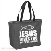 Jesus Loves You Funny Christain Tote Bag thumb 2