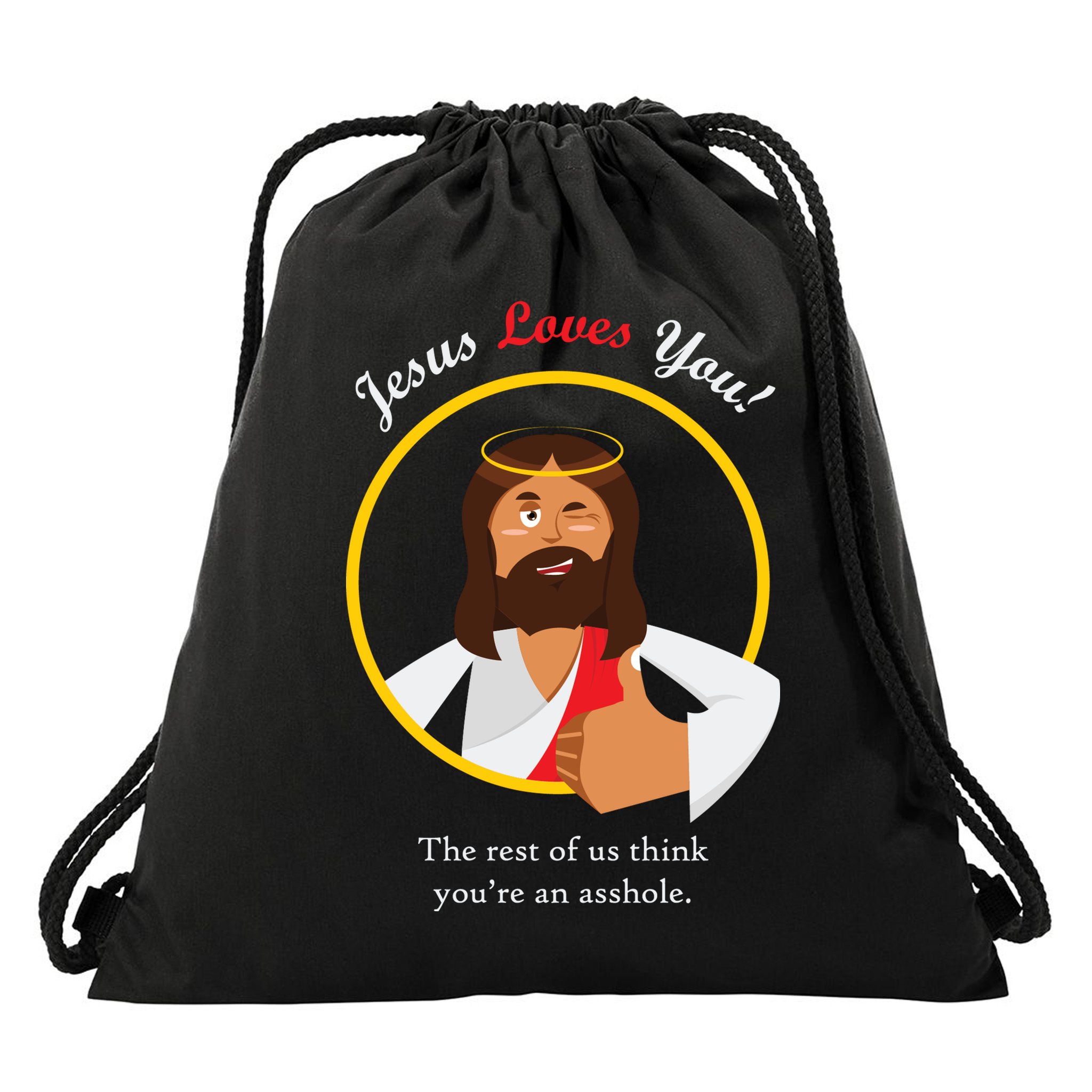 Jesus Loves You Funny Christian Drawstring Bag