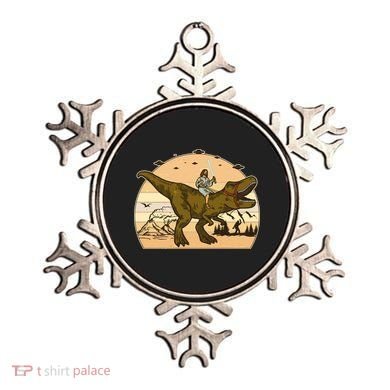 Jesus Riding T-Rex Dinosaur Funny Vintage Ornament