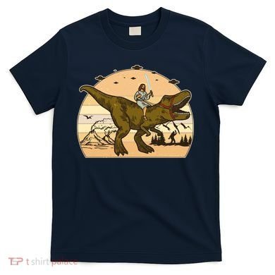 Jesus Riding T-Rex Dinosaur Funny Vintage T-Shirt