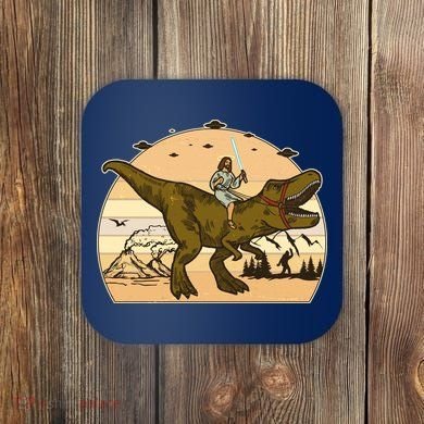 Jesus Riding T-Rex Dinosaur Funny Vintage Coaster