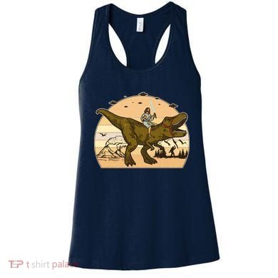 Jesus Riding T-Rex Dinosaur Funny Vintage Women's Tank Top