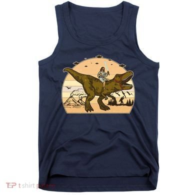 Jesus Riding T-Rex Dinosaur Funny Vintage Tank Top