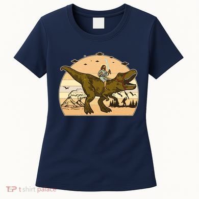 Jesus Riding T-Rex Dinosaur Funny Vintage Women's T-Shirt