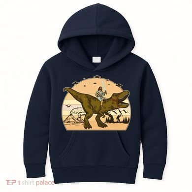 Jesus Riding T-Rex Dinosaur Funny Vintage Kids Hoodie