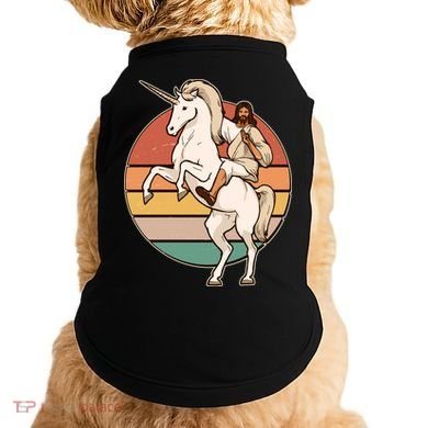 Jesus Riding Unicorn Funny Vintage Doggie Tank