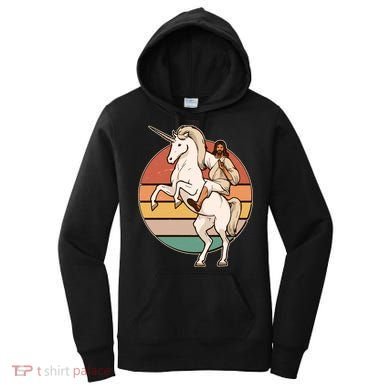 Jesus Riding Unicorn Funny Vintage Women's Hoodie