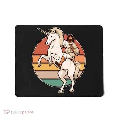 Jesus Riding Unicorn Funny Vintage Mousepad