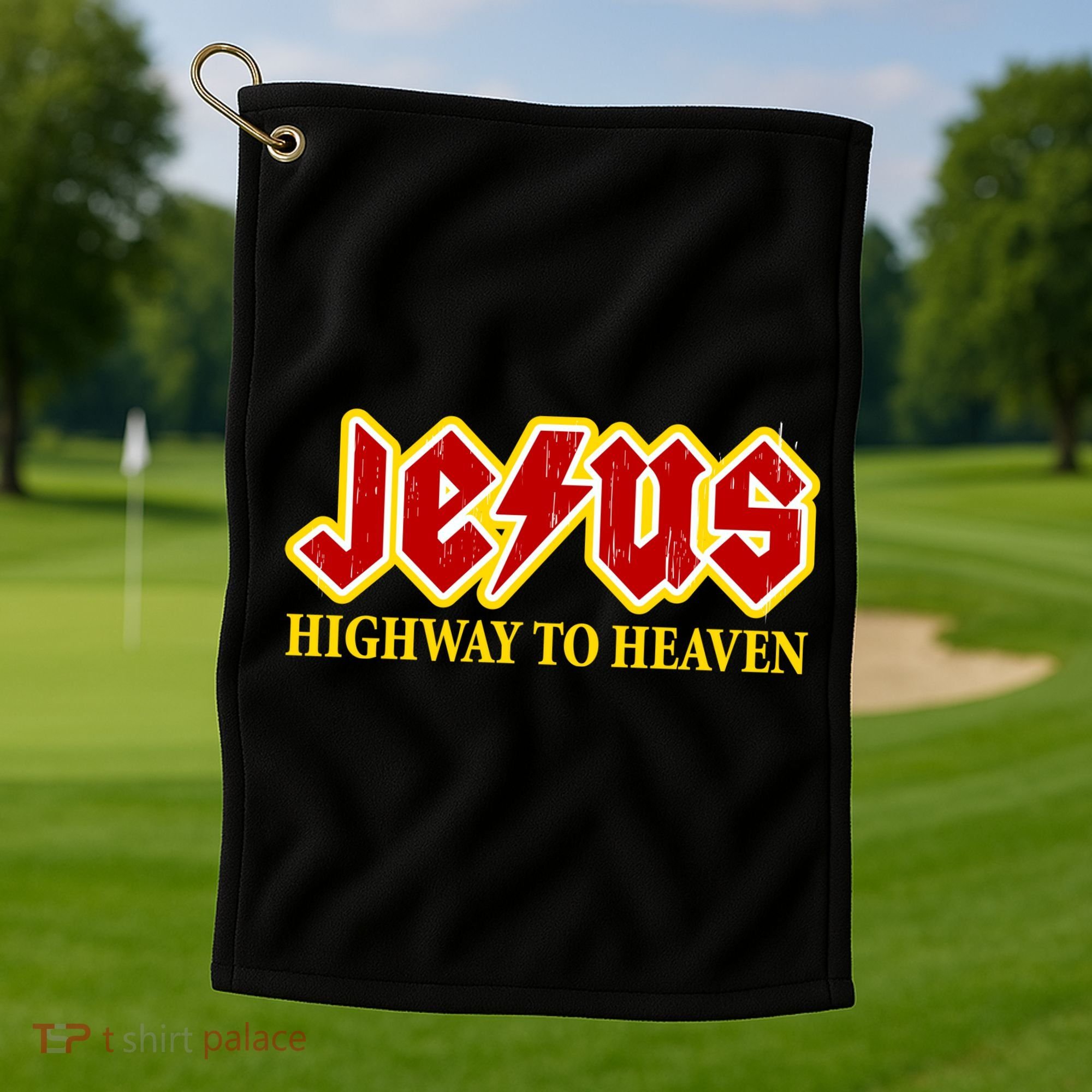 Jesus Rocks Highway To heaven Golf Towel