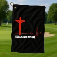 Jesus Saved My Life Golf Towel thumb 1