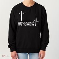 Jesus Saved My Life John 3:16 Heartbeat Women's Sweatshirt thumb 0