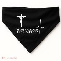 Jesus Saved My Life John 3:16 Heartbeat USA-Made Doggie Bandana thumb 0