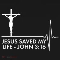 Jesus Saved My Life John 3:16 Heartbeat Long Sleeve Shirt thumb 2