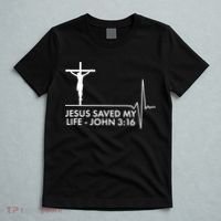 Jesus Saved My Life John 3:16 Heartbeat T-Shirt thumb 5