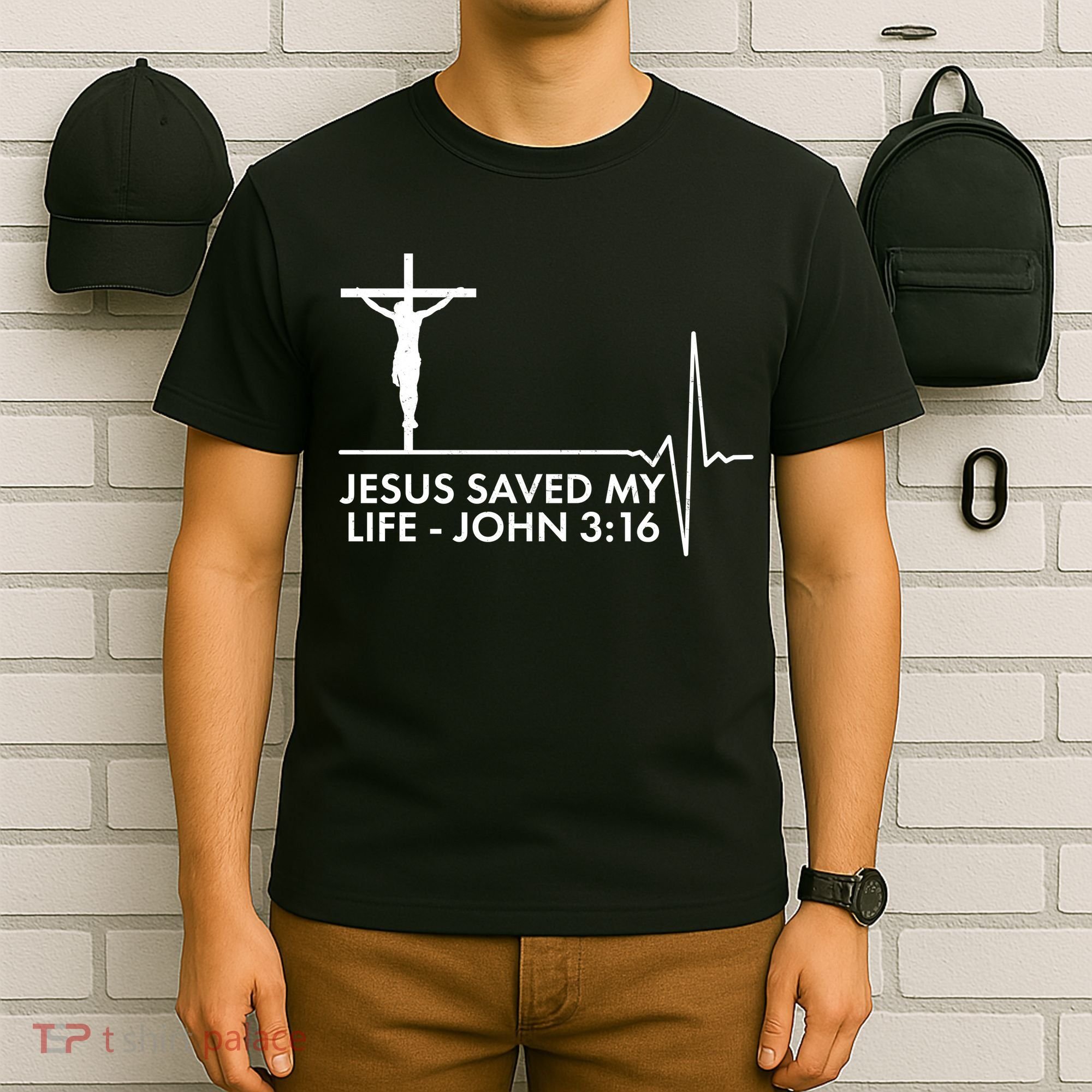 Jesus Saved My Life John 3:16 Heartbeat T-Shirt