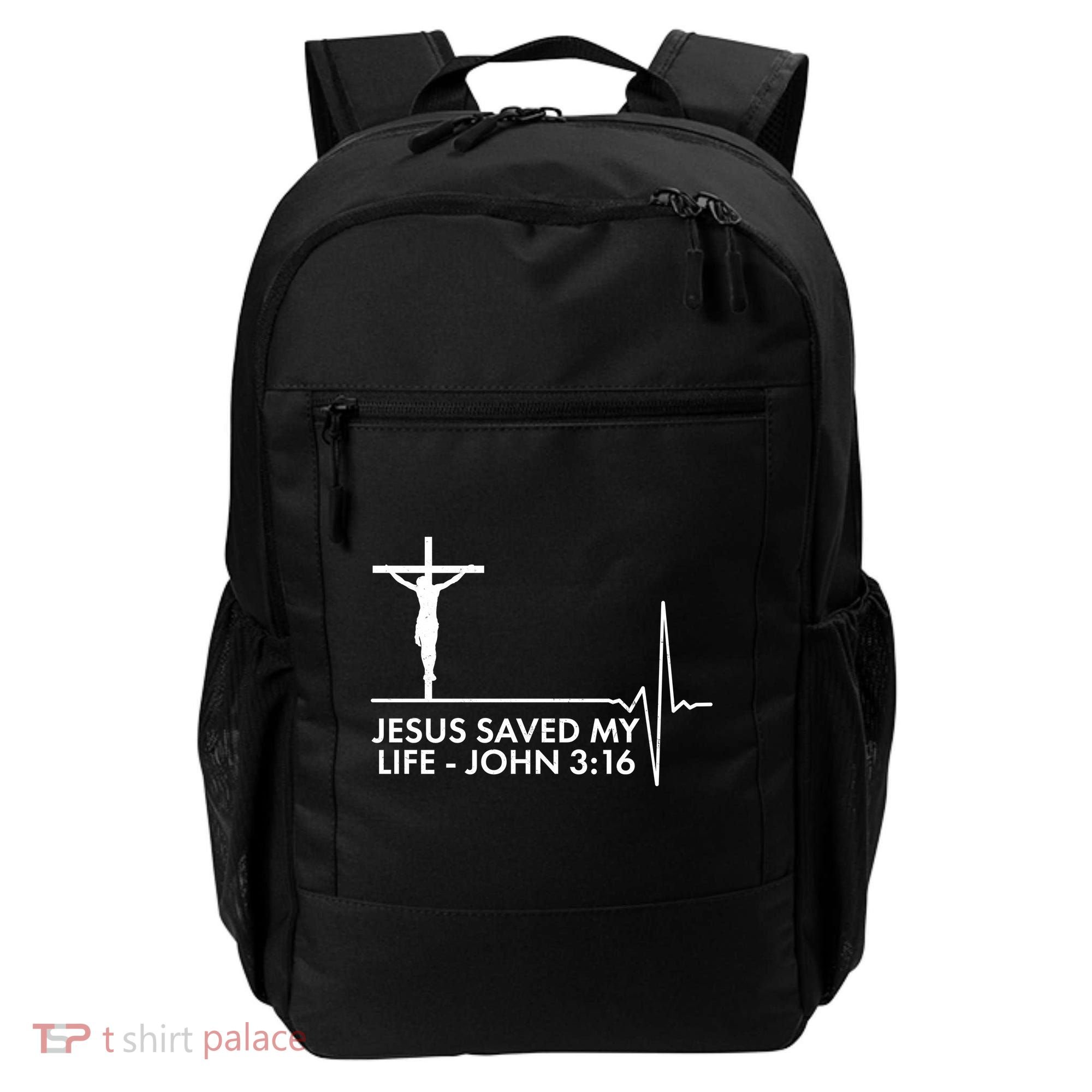 Jesus Saved My Life John 3:16 Heartbeat Backpack