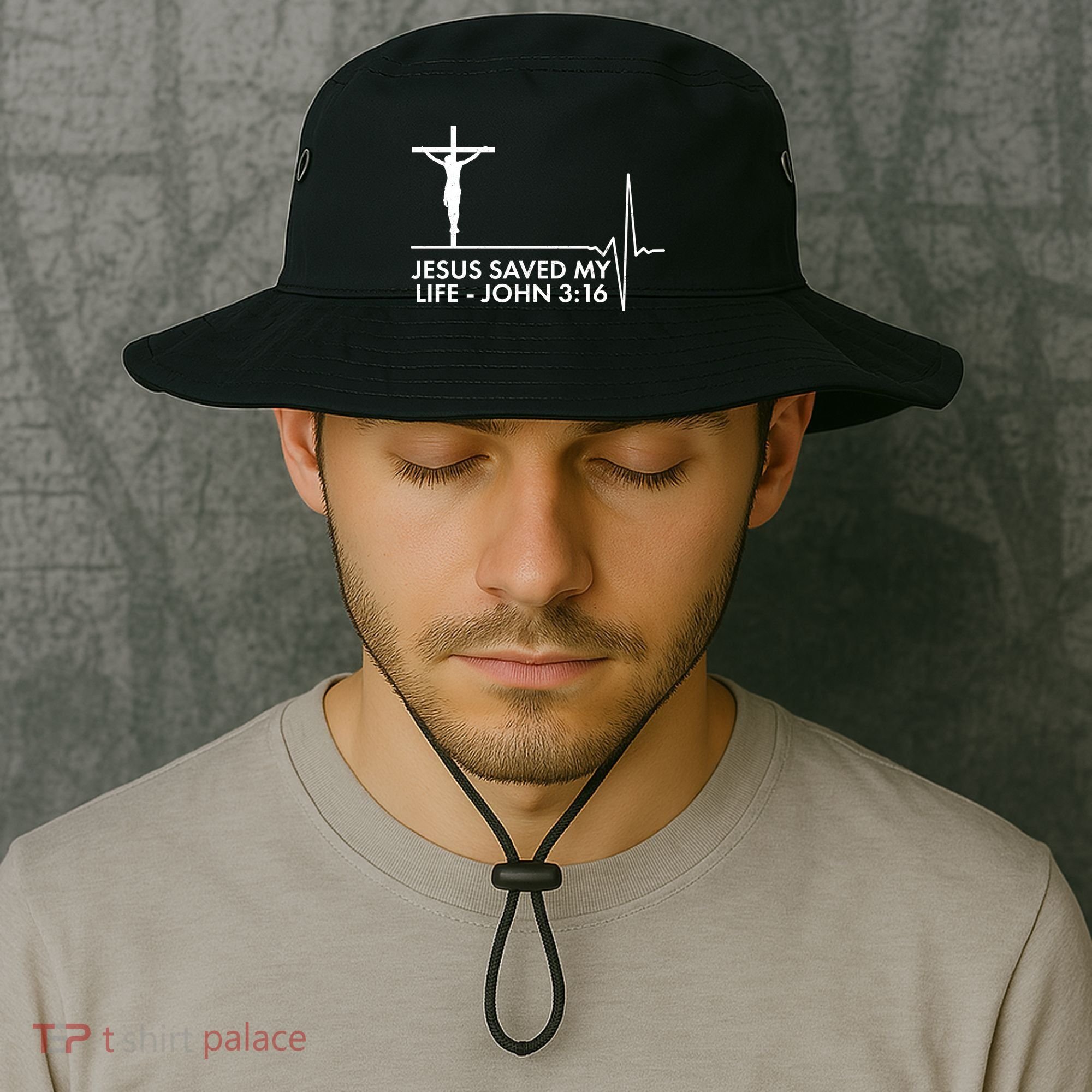 Jesus Saved My Life John 3:16 Heartbeat Bucket Hat