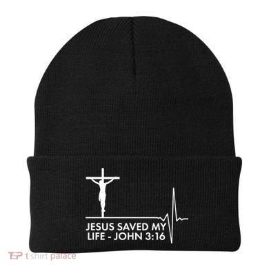 Jesus Saved My Life John 3:16 Heartbeat Beanie