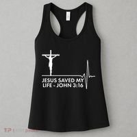 Jesus Saved My Life John 3:16 Heartbeat Women's Tank Top thumb 3