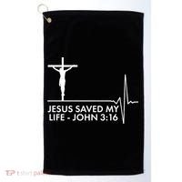 Jesus Saved My Life John 3:16 Heartbeat Golf Towel thumb 0