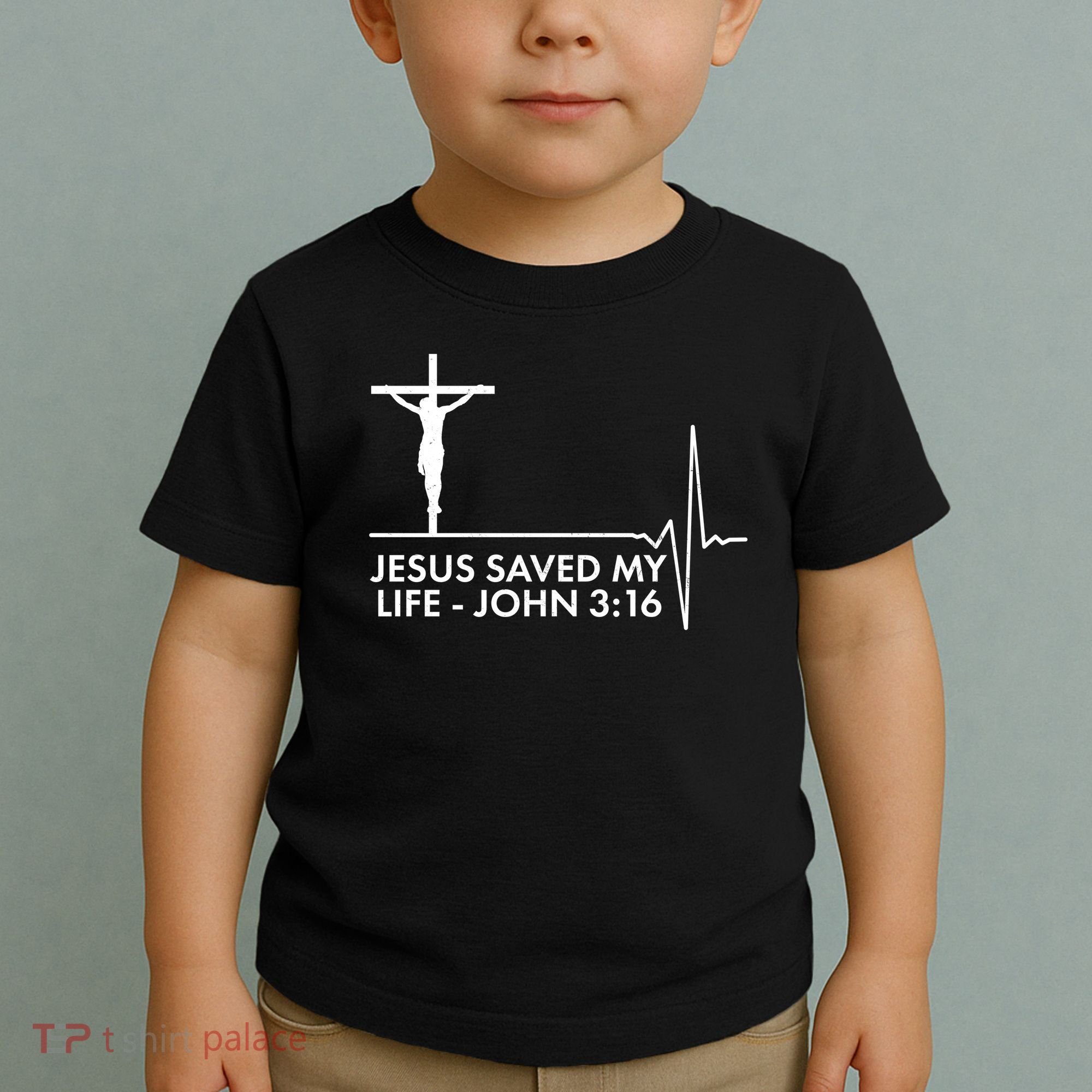 Jesus Saved My Life John 3:16 Heartbeat Toddler T-Shirt