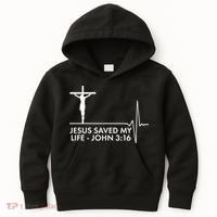 Jesus Saved My Life John 3:16 Heartbeat Kids Hoodie thumb 0