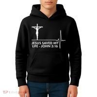 Jesus Saved My Life John 3:16 Heartbeat Kids Hoodie thumb 4