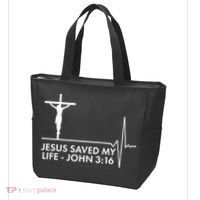 Jesus Saved My Life John 3:16 Heartbeat Tote Bag thumb 3