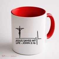 Jesus Saved My Life John 3:16 Heartbeat Coffee Mug thumb 1
