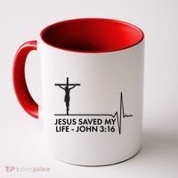 Jesus Saved My Life John 3:16 Heartbeat Coffee Mug thumb 0