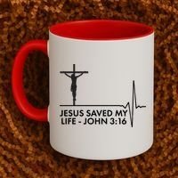 Jesus Saved My Life John 3:16 Heartbeat Coffee Mug thumb 2