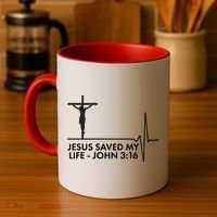 Jesus Saved My Life John 3:16 Heartbeat Coffee Mug thumb 4