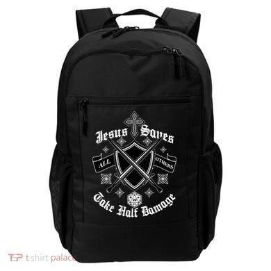 Jesus Saves All Others Take Half Damage DnD Game Backpack