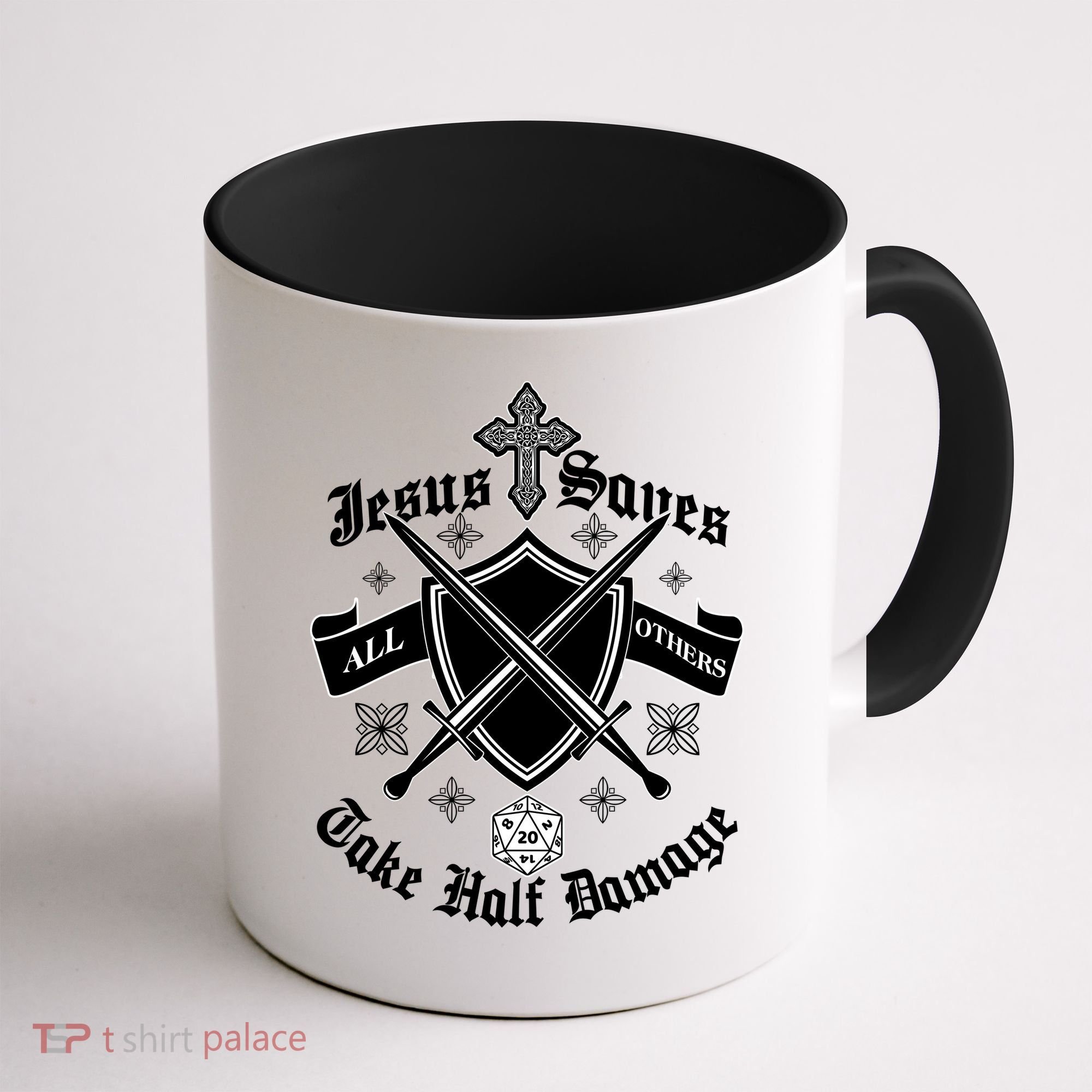 Jesus Saves All Others Take Half Damage DnD Game Coffee Mug