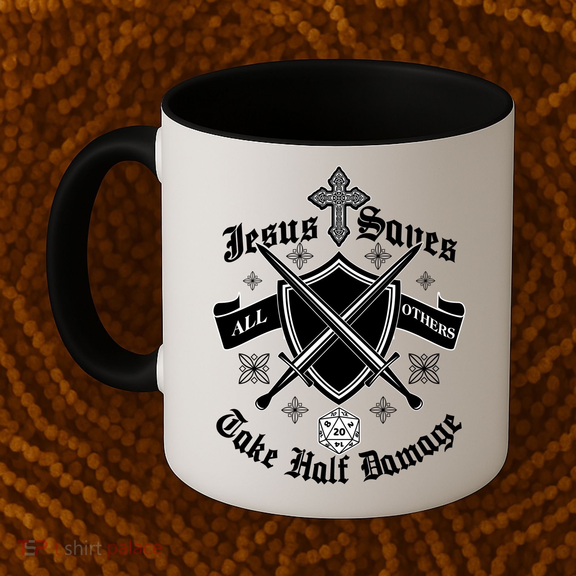 Jesus Saves All Others Take Half Damage DnD Game Coffee Mug
